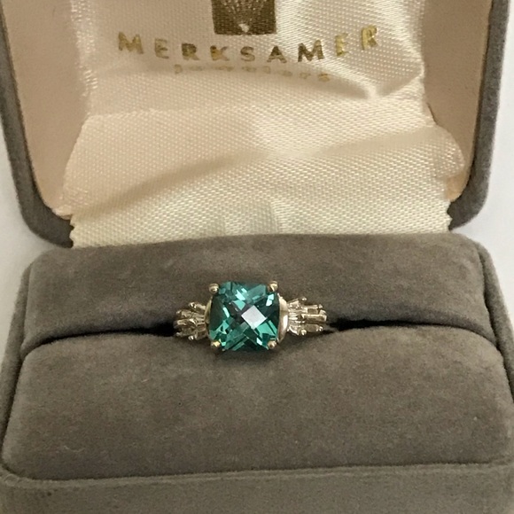 ❌Sold❌10k Cushion Aquamarine & Diamond Ring - Picture 6 of 8